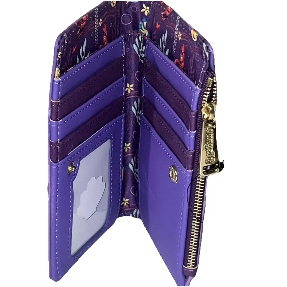 Loungefly Disney Ariel The Little Mermaid Castle Snap Flap Zip Wallet Purple New